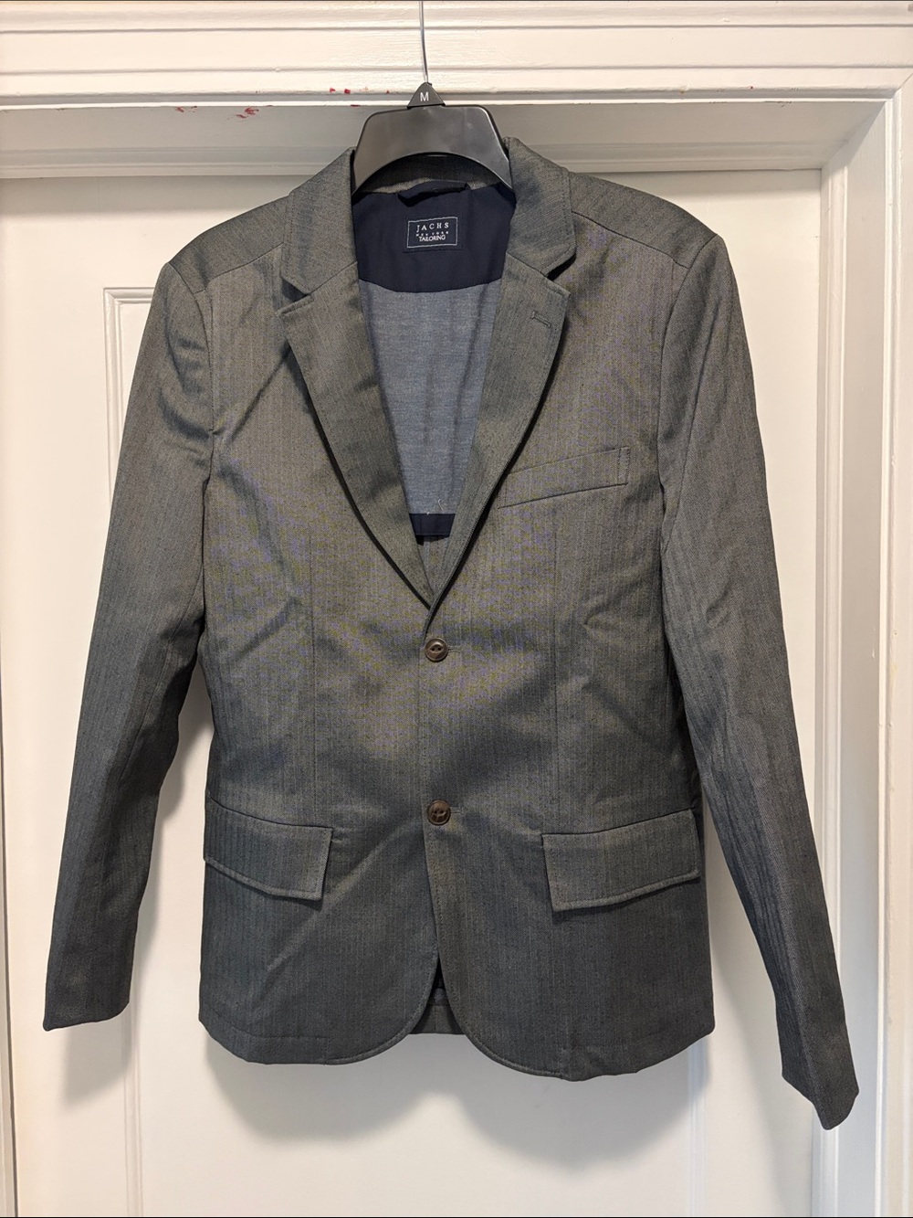 Jachs Men's Gray Two-Button Notch-Lapel Blazer